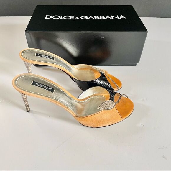 Y2K Dolce & Gabbana Slide Heels Camoscio Ayers Stagnola Sz 41 (11) - Picture 1 of 13